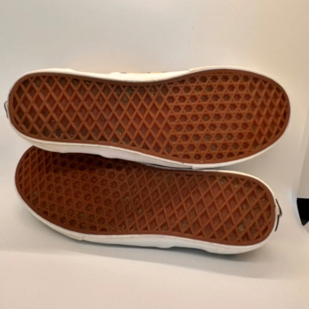 Vans Checkerboard Slip On Casual Shoes Tan‎ Brown Mens Size 8 Skateboard Beach